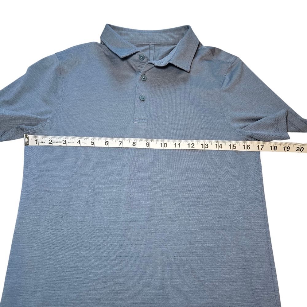 Men's Lululemon Evolution Short Sleeve Polo Shirt - River Blue - Picture 6 of 8